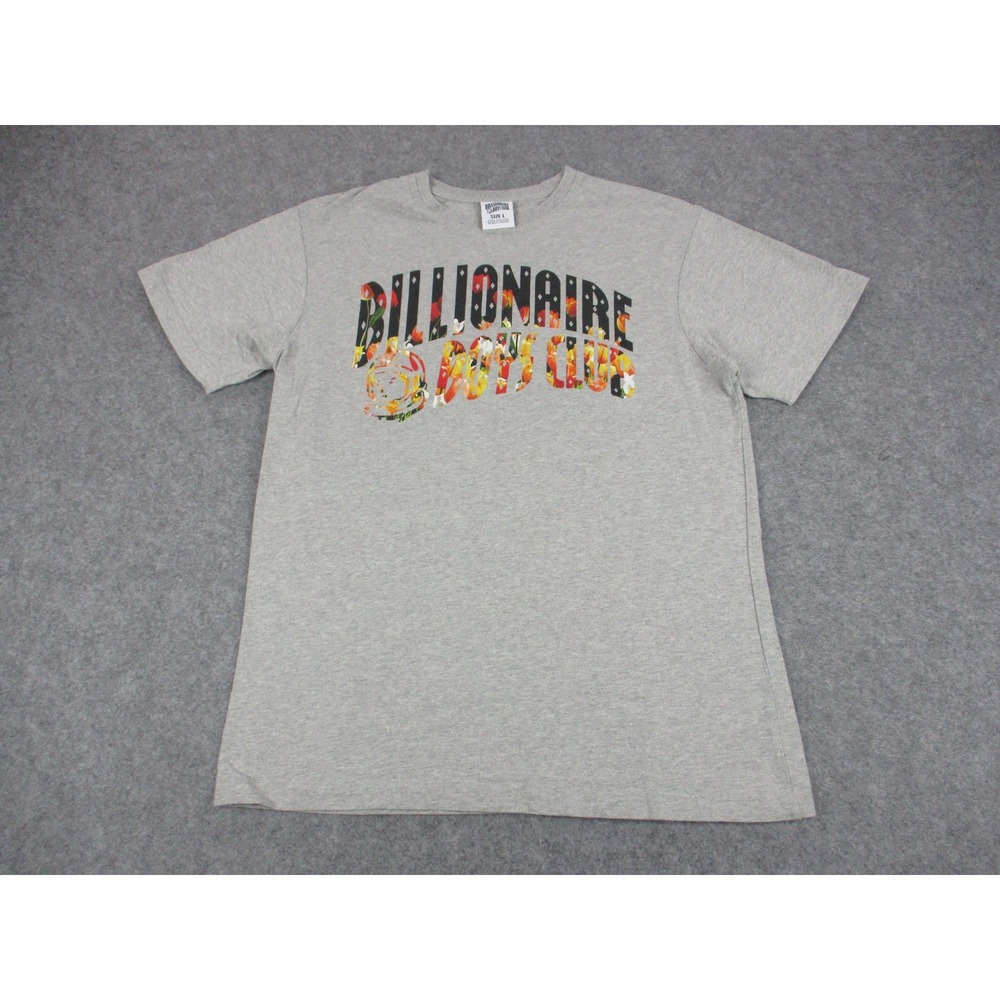 Billionaire Boys Club Shirt Mens Large Gray Floral Astronaut Logo Graphic Tee